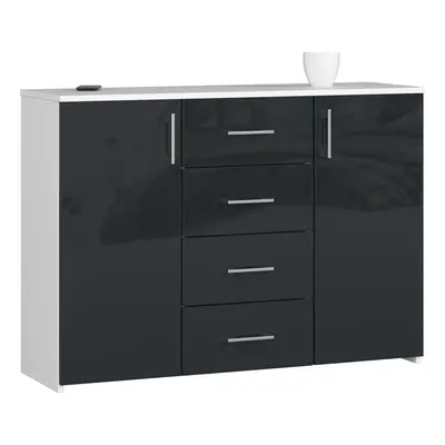 Ak furniture Komoda Torvi K 110,4 cm bílá/grafitová lesklá