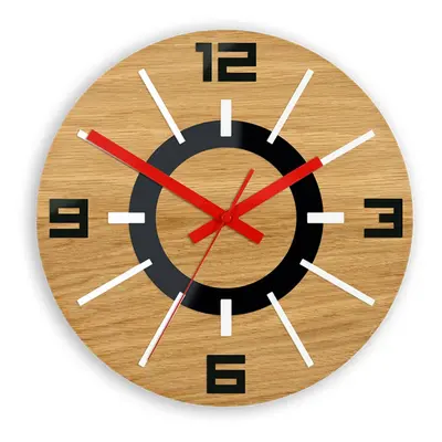 ModernClock Nástěnné hodiny Alladyn Wood hnědo-červené