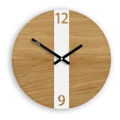 ModernClock Nástěnné hodiny Oak Belt hnědo-bílé