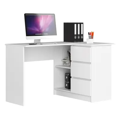 Ak furniture Rohový psací stůl B16 124 cm bílý pravý