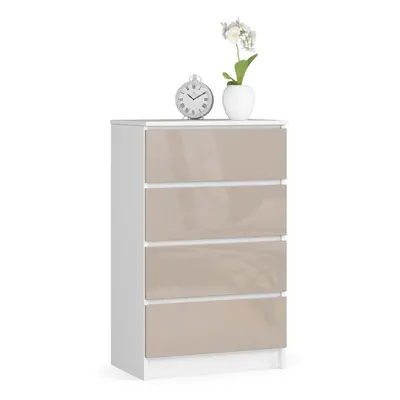 Ak furniture Komoda Kuba 60 cm - 4 šuplíky bílá/cappucino