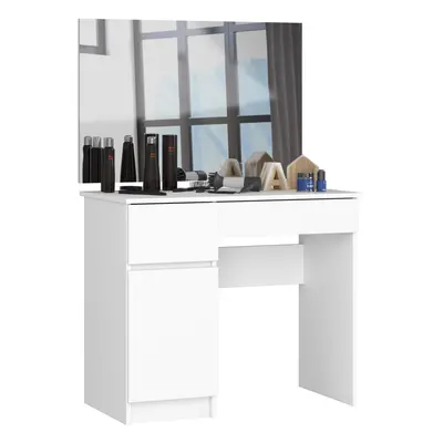 Ak furniture Kosmetický stolek se zrcadlem P-2 90x50 cm bílý levý