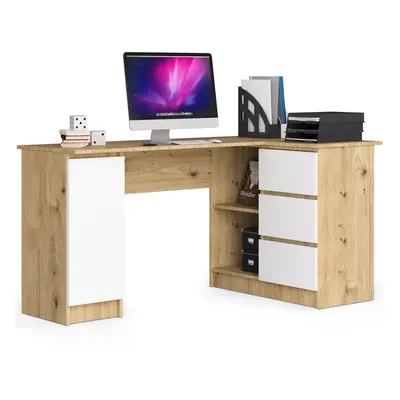 Ak furniture Rohový psací stůl B20 155 cm dub artisan/bílý pravý