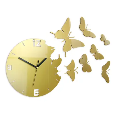 ModernClock 3D nalepovací hodiny Butterfly zlaté