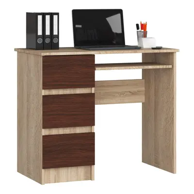 Ak furniture Psací stůl A-6 90 cm dub sonoma/wenge levý