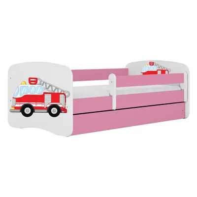 Kocot kids Dětská postel Babydreams hasičské auto růžová, varianta 70x140, se šuplíky, s matrací