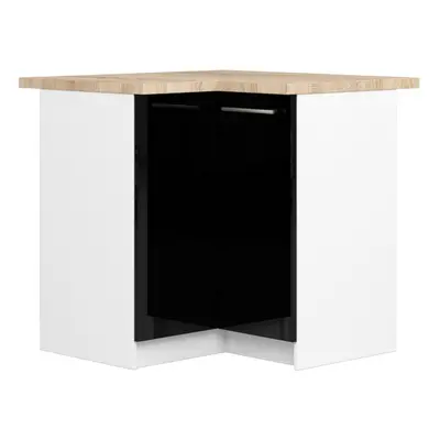 Ak furniture Kuchyňská rohová skříňka Olivie S 90 cm bílá/černý lesk/dub sonoma