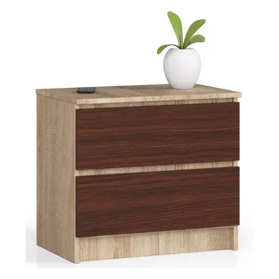 Ak furniture Komoda Kuba 60 cm - 2 šuplíky dub sonoma/wenge