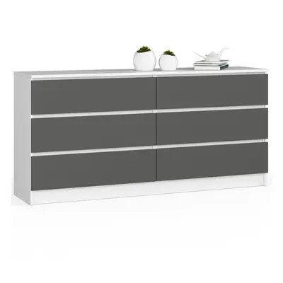 Ak furniture Komoda Kuba 160 cm 6 šuplíků bílá/grafitová