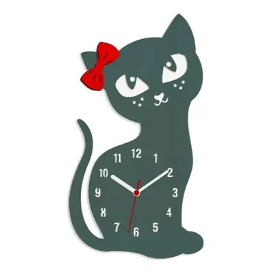 ModernClock Nástěnné hodiny Cat šedé