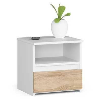 Ak furniture Noční stolek CL1 40 cm bílý/dub sonoma