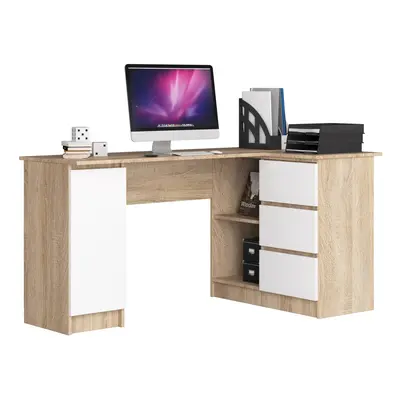 Ak furniture Rohový psací stůl B20 155 cm dub sonoma/bílý pravý