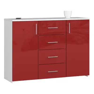 Ak furniture Komoda Torvi K 110,4 cm bílá/červená lesklá