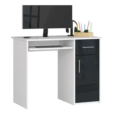 Ak furniture Volně stojící psací stůl Pin 90 cm bílý/grafitově šedý lesk