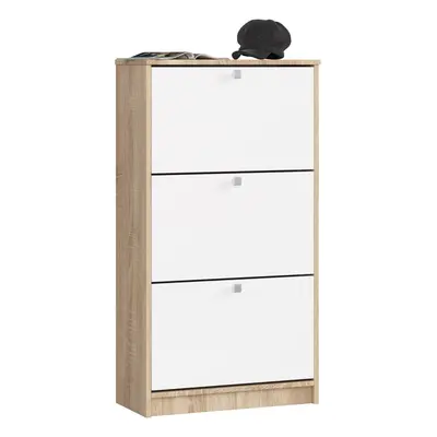 Ak furniture Botník Marienne 60 cm - 3 dvířka dub sonoma/bílý