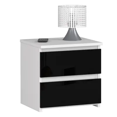 Ak furniture Noční stolek CL2 40 cm bílý/černý lesk