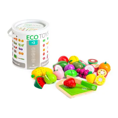 ECOTOYS Dřevěné ovoce na sekání - 20 kusů