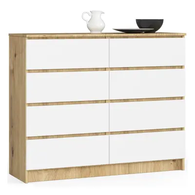 Ak furniture Komoda Kuba 120 cm 8 šuplíků dub artisan/bílá