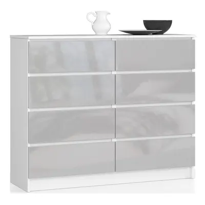 Ak furniture Komoda Kuba 120 cm 8 šuplíků bílá/šedá