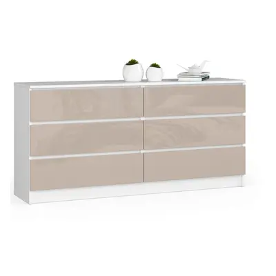 Ak furniture Komoda Kuba 160 cm 6 šuplíků bílá/cappuccino