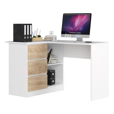 Ak furniture Rohový psací stůl B16 124 cm bílý/dub sonoma levý