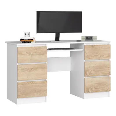 Ak furniture Psací stůl A-11 135 cm bílý/dub sonoma