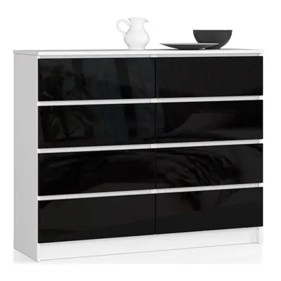 Ak furniture Komoda Kuba 120 cm 8 šuplíků bílá/černá