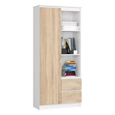 Ak furniture Skříň Rexa 80 cm bílá/dub sonoma