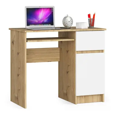 Ak furniture Psací stůl PIKSEL 90 cm dub artisan/bílý pravý