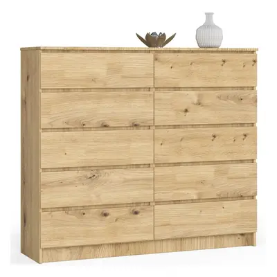 Ak furniture Komoda Kuba 140 cm 10 šuplíků dub artisan