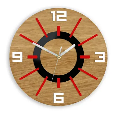 ModernClock Nástěnné hodiny Alladyn Wood červeno-černé