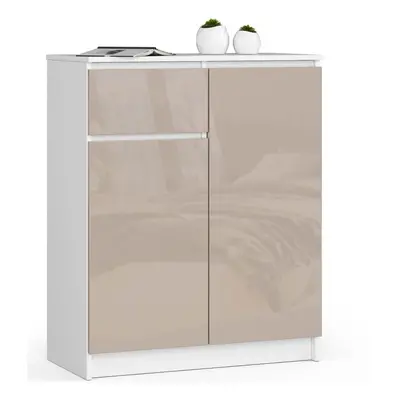 Ak furniture Komoda Kuba 80 cm bílá/cappuccino