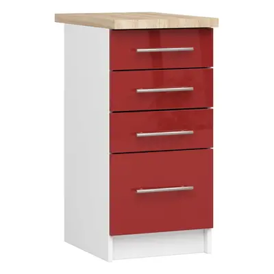 Ak furniture Kuchyňská skříňka Olivie S 40 cm 4S lesklá bílá/červená