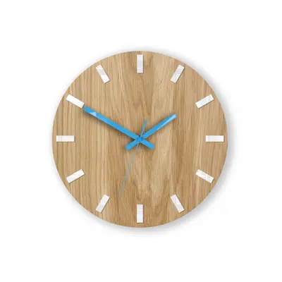 ModernClock Nástěnné hodiny Simple Oak hnědo-tyrkysové