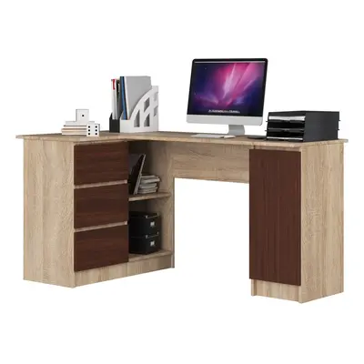 Ak furniture Rohový psací stůl B20 155 cm dub sonoma/wenge levý