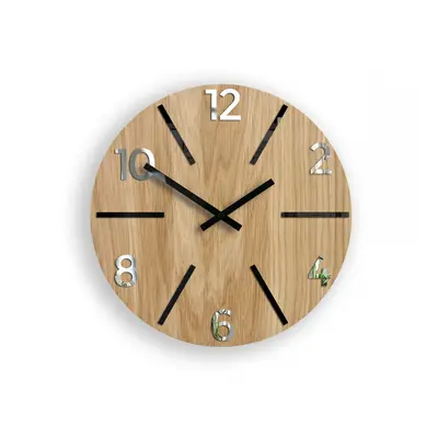 ModernClock Nástěnné hodiny Aksel Wood černo-zrcadlové