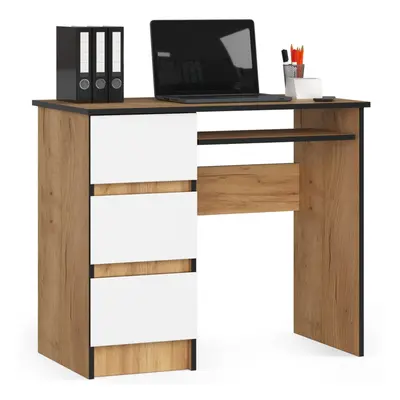 Ak furniture Psací stůl A-6 90 cm dub craft zlatý/bílý levý