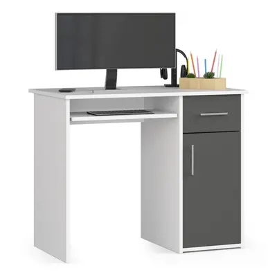 Ak furniture Volně stojící psací stůl Pin 90 cm bílý/grafitově šedý