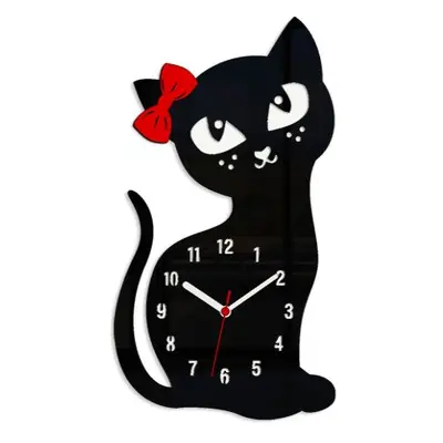 ModernClock Nástěnné hodiny Cat černé