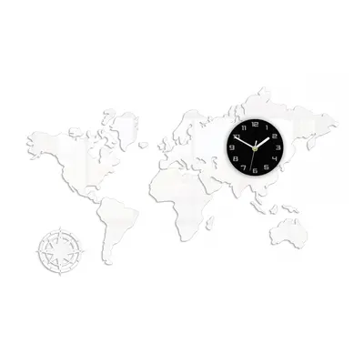 ModernClock 3D nalepovací hodiny Mapa světa bílé