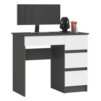 Ak furniture Psací stůl A-7 90 cm grafitový/bílý pravý