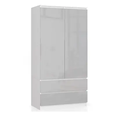 Ak furniture Šatní skříň Star 90 cm bílá/šedá lesk