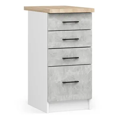 Ak furniture Kuchyňská skříňka Olivie S 40 cm 4S bílá/beton/dub sonoma