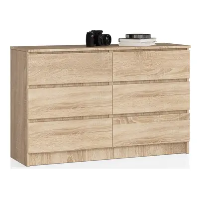 Ak furniture Komoda Kuba 120 cm 6 šuplíků dub sonoma