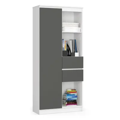 Ak furniture Knihovna R 80 cm CLP R15 bílá/grafitová