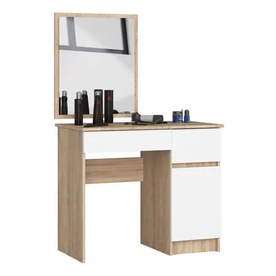 Ak furniture Kosmetický stolek se zrcadlem P-2/SL dub sonoma/bílý pravý