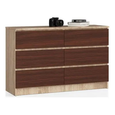 Ak furniture Komoda Kuba 120 cm 6 šuplíků dub sonoma/wenge