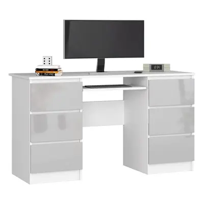 Ak furniture Psací stůl A-11 135 cm bílý/světle šedý lesk