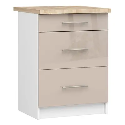 Ak furniture Kuchyňská skříňka Olivie S 60 cm 3S bílá/cappuccino