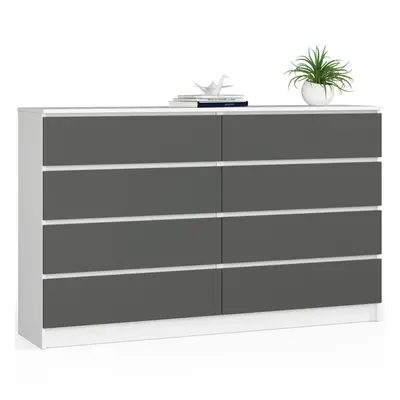 Ak furniture Komoda Kuba 160 cm 8 šuplíků bílá/grafitová